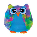 Owl Tie Dye Blue Pillow with Custom Imprint Ribbon